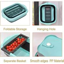 2.77 Gallon 10.5L Collapsible Dish Basin With Drain Plug Outdoor Multiuse Foldable Sink Tub Dishpan Wash Basin Portable Kitchen Storage Tray For Camping RV Beverage Bucket - màu xanh lá - Xem 5