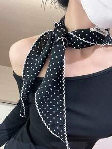 女士头巾 1 件波尔卡圆点三角围巾，休闲百搭时尚柔软甜美清新风格圆点头带，法式头巾，高端艺术感拍照道具发饰女士发饰秋季配饰秋冬发带适合度假装女士 - 彩色 - 查看 4