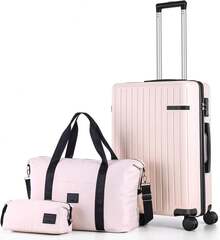 tooluck Bộ hành lý xách tay 3 món, vali ABS PC có bánh xe, hộp đựng đồ du lịch cứng cáp 20 inch kèm túi duffel, màu be, vali kéo, vali xoay, hành lý du lịch, vali cứng, vali xách tay, đồ dùng du lịch bền chắc, phù hợp cho nam, nữ, đi nghỉ mát, công tác, dung tích lớn, phụ kiện du lịch, hộp đựng đồ du lịch, đồ dùng cần thiết khi đi du lịch. - Màu be - Xem 2