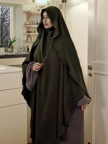 1pc Conservative Abaya Hijab Kimmar Islamic Hijab Jilbeb Hicab Hijab Clothing Hijab Women Muslim Khimaar With Ruffle Brim Design, Convenient For Privacy And Daily Prayer Wear, 4-Season Usable For Dress - Multicolor - View 14