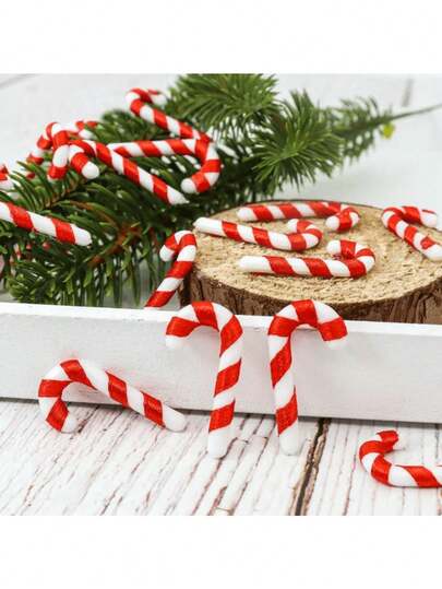 15pcs Mini Candy Cane Christmas Tree Ornaments, Cute Red & White Cane Hooks, Holiday Party Hanging Decor, DIY Christmas Pendants Home Decor Christmas Decorations Room Decor Winter
