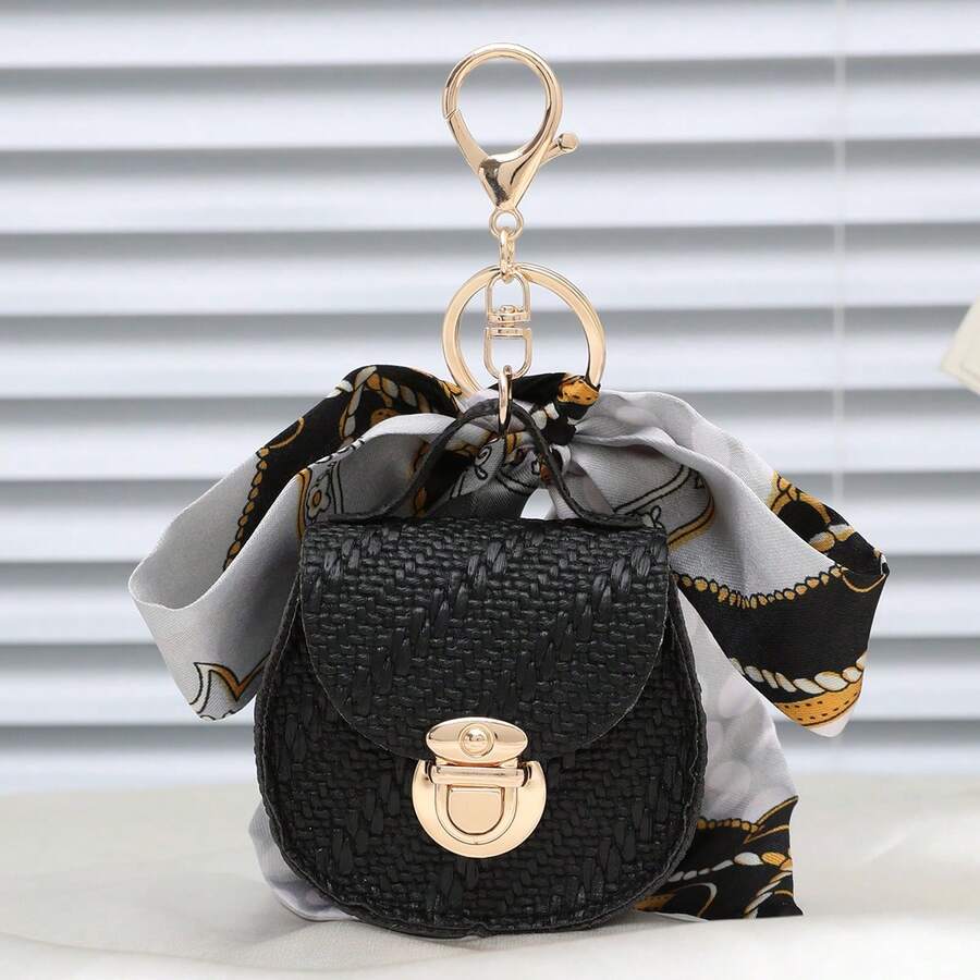 简约百搭创意迷你包可爱新款时尚吊坠钥匙扣适用于包包冬季 - 黑色 - 查看 1