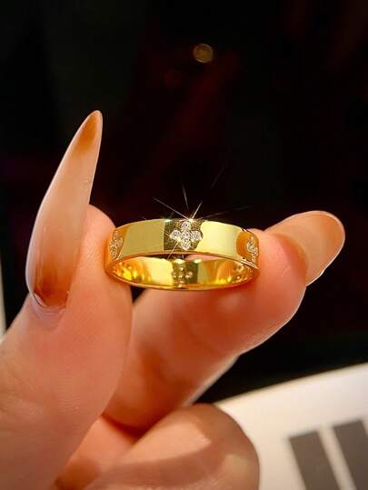 1pc 4 Petal Round Design D-Color Moissanite Engagement Ring Wedding Band For Women S925 Sterling Silver Promise Ring Anniversary Ring Luxury Jewelry Gifts Bridal Jewelry