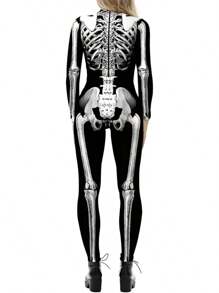 Halloween Decor ALBIZIA Women's Skull Skeleton Halloween Costume Jumpsuit Bodysuit Cosplay Bodysuit Outfit