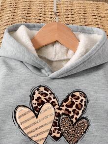 少女心印花保暖连帽衫和运动裤套装