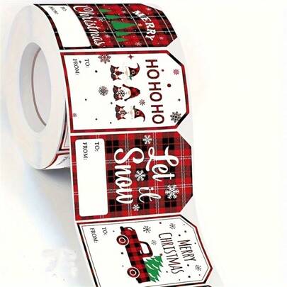200/500/1000pcs Christmas Gift Tags, Festive Paper Labels With Red Plaid Design, Ho Ho Ho, Joy, Merry Christmas & Let It Snow Messages, Mixed Colors, For Gift Wrapping, Art & Craft Supplies Christmas Christmas Decorations Christmas Pajamas Christmas Gifts Christmas Decor