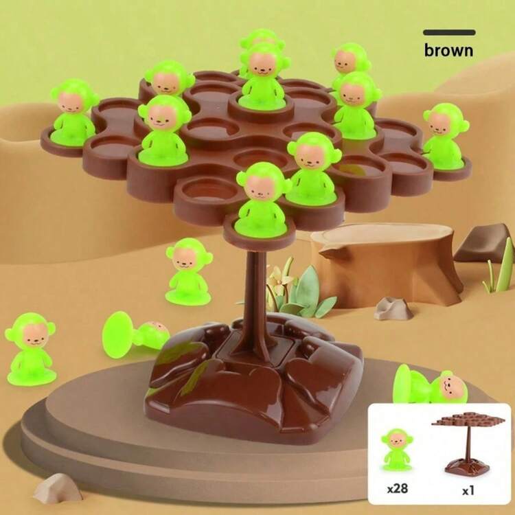 Juego De Mesa Integrativo Arbol De Equiibrio con Monos - Cafe - Añade 1