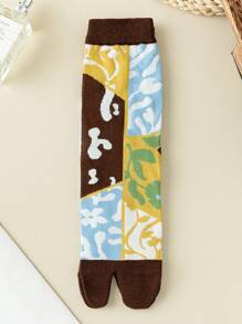 1 Pair Women's Japanese Style Two-Toe Socks, Skin-Friendly Soft And Fashionable Versatile