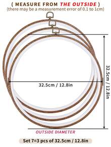 3pcs Brown Vintage Palace Style Faux Wood Grain Design Handmade DIY Embroidery Hoops, Cross Stitch Frames Made Of High-Quality ABS & PVC, Shatterproof With Metal Hanging Hooks, Available In 7 Sizes, Can Also Be Used As Photo Frame Decor - Brown - View 19