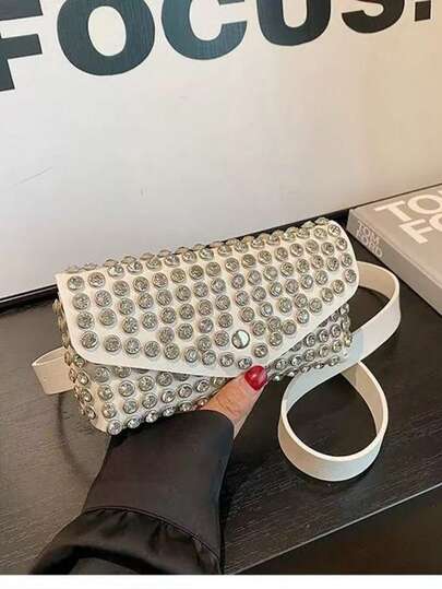 BOLSA FEMININA POCHETE CINTO 3 EM 1 COM STRASS FESTA LUXO