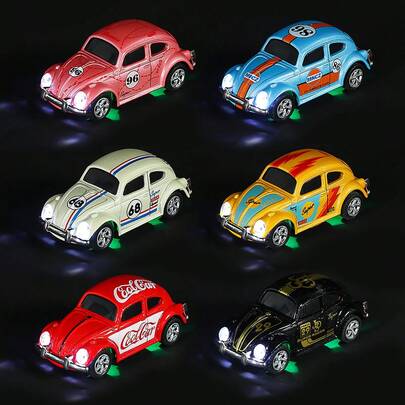复古甲壳虫合金遥控车，小型遥控车，可调速档位，手机遥控操作，带LED灯，复古模型2.4Ghz遥控玩具车，1：64迷你仿真车模型比例，携带方便，适合6岁及以上男孩女孩，儿童理想的游戏礼物玩具。