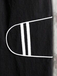 男士时尚休闲撞色条纹运动裤，秋季 - 黑色 - 查看 5