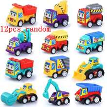 3/6/12 件卡通贴纸组装迷你工程车 - 耐用的塑料建筑卡车和汽车，友好的面孔，易于拉出的动作 - 非常适合生日和圣诞节礼物、节日礼物、生日礼物、课堂奖品，有趣的设计，精湛的工艺[颜色和款式随机]