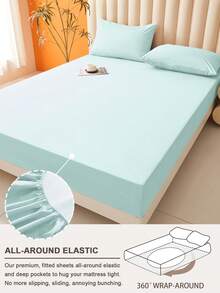 1 tấm bảo vệ nệm chống thấm nước màu trơn, thân thiện với da, mềm mại và thoải mái, dùng làm ga trải giường, tấm lót nệm ngủ ấm cúng, phù hợp cho mọi mùa. - Màu xanh Bạc hà - Xem 7