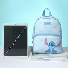 Miniso Disney Stitch Backpack, Casual Travel Knapsack For Student With Adjustable Straps, Lightweight And Spacious, Cartoon Design For School Season & Daily Use - Blue - View 6