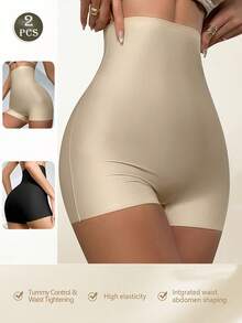 1/2/3Pcs High-Waist Seamless Shaping Shorts For Women - Tummy Control, Butt Lifting, Anti-Chafing Safety Pants, Soft Wear, Plastic Waist, Elegant Design, Lifestyle Apparel, Stylish Shapewear, Snug Fit Shapewear - 彩色 - 查看 1