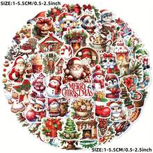 60pcs Christmas Sticker Set, Holiday Themed Decals For Laptops, Books, Instruments, And More - Diverse Festive Patterns, Paper Material