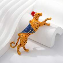 1 件复古豹纹锌合金金属胸针，服装和包袋装饰，适合所有季节的办公室配饰衬衫夹克珠宝圣诞节万圣节