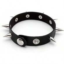 Eigso 3 Pcs Leather Punk Bracelets Men Women Of Rock Rivet Wrap Retro Spike Bracelet Adjustable - Black-6 Pcs 3 - View 3