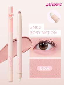 Peripera K-Beauty MOOD IN SHADE 眼影棒，附暈染刷頭，單色眼影筆，眼影、下眼線與眼袋筆，高光亮澤亮色筆，柔和自然暈染，輕盈順滑，日常妝容 - #M02 ROSY NATION - 查看 1