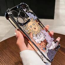 Funda de Teléfono Luna y Sol para 17 16 15 14 13 12 11 Pro X XR XSMAX 8 Plus, a prueba de golpes, transparente, suave, cubierta trasera - Colores mixtos - Ver 5