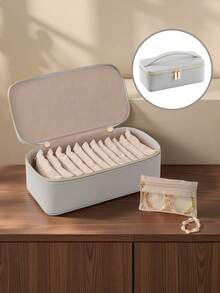 صندوق مجوهرات سفر كبير السعة مع 12 كيس مخمل للمجوهرات، منظم مجوهرات سفر للنساء، صندوق مجوهرات للنساء للعقود والخواتم والأقراط، مناسب كهدية لصديقاتك وأصدقائك والفتيات في المناسبات والأعياد وعيد الأم. منظم تخزين للنساء للسفر والضروريات والعودة للمدرسة والسكن الجامعي وديكور الخريف - متعدد الألوان - مشاهدة 18