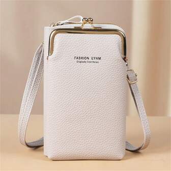 Portofel lung pentru telefon, textură litchi, multifuncțional, la modă, ambreiaj, umăr, crossbody, mini portofel pentru monede, portofel pentru bani, portofel de toamnă