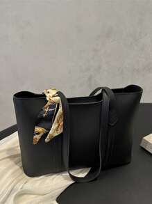 全新奢华图案百搭女士单肩托特包 - 黑色 - 查看 10