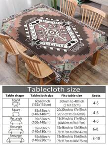 1 pieza Mantel de estilo bohemio con estampado, mantel rectangular o redondo de poliéster impermeable con impresión digital, adecuado para la sala de estar, mesa de comedor al aire libre, mesa redonda pequeña