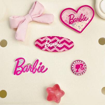 Miniso MINISO Barbie Pink Surfboard Shoe Decorations - Stylish Pink Design, Six Pieces,Easy To Install, Suitable For Personalizing Crocs, Shows Unique Style(1 PC)