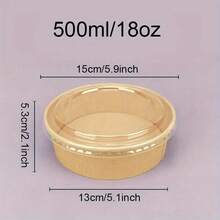 50 个带盖一次性纸碗 - 适用于沙拉、甜点和汤 - 非常适合外卖、露营和厨房使用，防水食品容器 - 彩色 - 查看 3