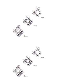 3mm/4mm/5mm/6mm/7mm/8mm 不锈钢球形耳钉，带蝴蝶扣，适合日常佩戴 - 銀色 - 查看 5