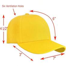Bulk Lot 12-Pack Adjustable Size Plain Blank Solid Color Baseball Caps - Yellow - View 2