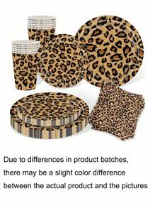 Decorazioni da tavola a tema leopardo per feste, piatti con stampa leopardata, set per 8 persone, decorazioni per feste di compleanno a tema animali selvatici leopardo, adatto per feste, temi, vacanze, picnic in famiglia, celebrazioni, regali per la festa della mamma, laurea