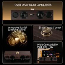 Lenovo Altavoz Bluetooth de madera C02 Diseño clásico Subwoofer potente Admite modo dual cableado/inalámbrico Cambio de dispositivo con un solo toque Centro multimedia doméstico - Color de la veta de la madera - Ver 3