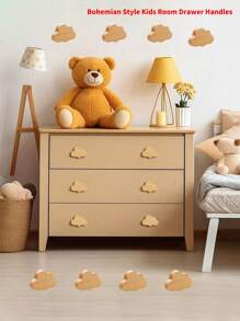 4/6/8pcs Bohemian Vanity Handle, Natural Beech Wood Drawer Knob(Large Size), Cloud Shape Wooden Vanity Pull, Comes With Two Different Sizes Of Screws, Suitable For Cabinets, Furniture, Drawers(The Woodwork May Vary And Be A Bit Rough) - Multicolor - View 2