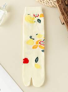 1 Pair Women's Japanese Style Two-Toe Socks, Skin-Friendly Soft And Fashionable Versatile