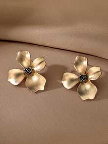 طقم أقراط معدنية هندسية زهرية عصرية على الطراز الأوروبي والأمريكي، أقراط جديدة بخرز مصطنع بطراز بسيط وأنيق، مناسبة للاستخدام اليومي والمناسبات للنساء - البدلة أ - مشاهدة 5