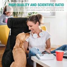 FELIN Almohada de lectura grande, almohada con funda de terciopelo para adultos, adolescentes y niños; soporte lumbar, siéntese en la cama para eliminar el reflujo, resistente a las manchas, funda removible - Negro - Ver 7