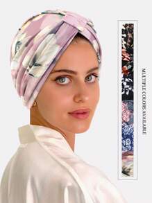 1pc Women's Printed Square Headscarf Hat, Turban Style Bohemian Headwrap, Suitable For Daily Use