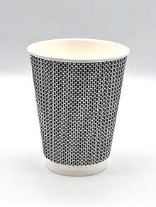 HOT BARGAINS 100 X 8oz / 230ml Disposable Coffee Cups With Lids Leak Proof Triple Layered Ripple Paper Cups Takeaway Cups For Hot And Cold Drinks - 黑色 - 查看 2