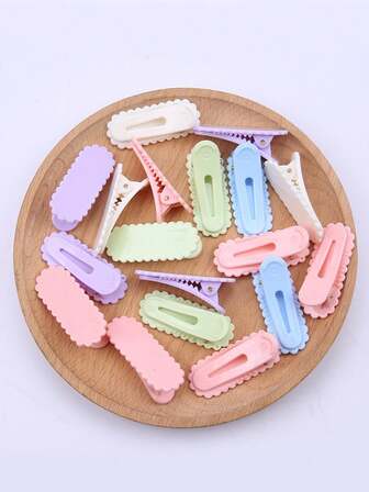 30PCS/28PCS/23PCS 糖果色亮面椭圆形塑料鸭嘴夹蕾丝椭圆形波浪夹刘海夹DIY手工饰品蓝色小熊爱心发夹~甜美女孩云朵蝴蝶结BB夹侧夹发饰可爱云朵发饰女明星侧缺口蓝色小熊鸭嘴夹发饰