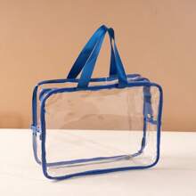 1pc Extra Large/Large Reusable Transparent PVC Diaper Storage Bag, Waterproof Zipper Bag For Diapers, Toys, Building Blocks, Puzzles, Children's Books, Cloth Diapers And Other Items (9 Colors, No Stickers)