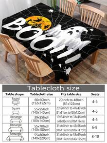 1 pezzo Tovaglia da tavola serie Ognissanti stampata, in poliestere rettangolare e rotonda, impermeabile, stampa digitale, adatta per soggiorno, uso domestico, tavolo da pranzo all'aperto, tavolo rotondo piccolo - Bianco e nero - Visualizzare 3