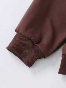 Tween Boy Casual Simple Cool Basketball Sporty Design Pullover Round Neck Long Sleeve Sweater Autumn And Winter New Boys Clothes Kids - Brown - View 7