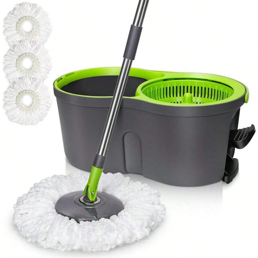 2025 Popular Styles Spin Mop Bucket SystemMasthome Pedal Spin Mop And Bucket With Wringer Set EasyWring Microfiber Mop With 3 Mop Pads 360°Spinning Floor Cleaning System Home And Office SuitableFamily Choice