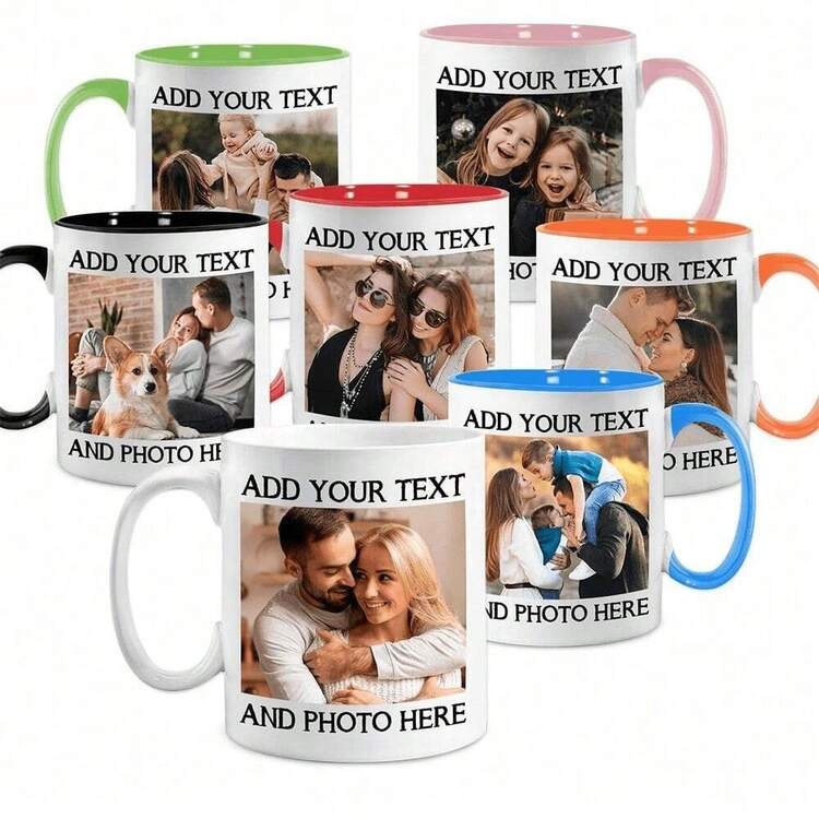 1 Pc 11 Oz Custom Image Mug, Custom Design Mug, Custom Text Mug, Personalized Photo Mug, Personalized Coffee Mug, Custom Family Mug, Make Your Own Mug, Custom Coffee Mug, Mother's Day Gift, Ideal Gifts For Him Her, Boyfriend, Girlfriend, Dad, Mom, Family, Friends For Anniversaries, For Valentine's Day, For Mother's Day, For Birthdays, For Children's Day, For Father's Day, For Graduation, For Weddings, For Housewarming Dining Room, Living Room, Bedroom, Office, Tea Room, Home, School - màu đen - Xem 9