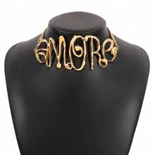 Minimalist Personality Exaggerated Letter Cool Chic Necklace Retro Fashionable Temperament Hip-Hop Style Necklace ,Breakable, Handle With Care - aMORe金色 - 查看 6