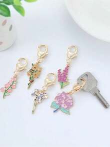 Boho 5PCS Cute Enamel Purple Rose Flower Key Ring Sweet Key Chains For Women Girls Handbag Accessories DIY Jewelry Best Friends Gifts Car Accessories Bag Charm School Goth Y2k CYHC - XG-436*1 - Xem 3
