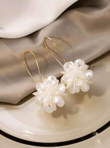 2 件时尚韩国夸张长款超漂亮球花簇耳环女士优雅吊坠耳环